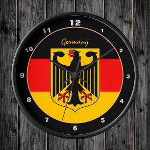 German Flag, Eagle & Germany fashion /design clock