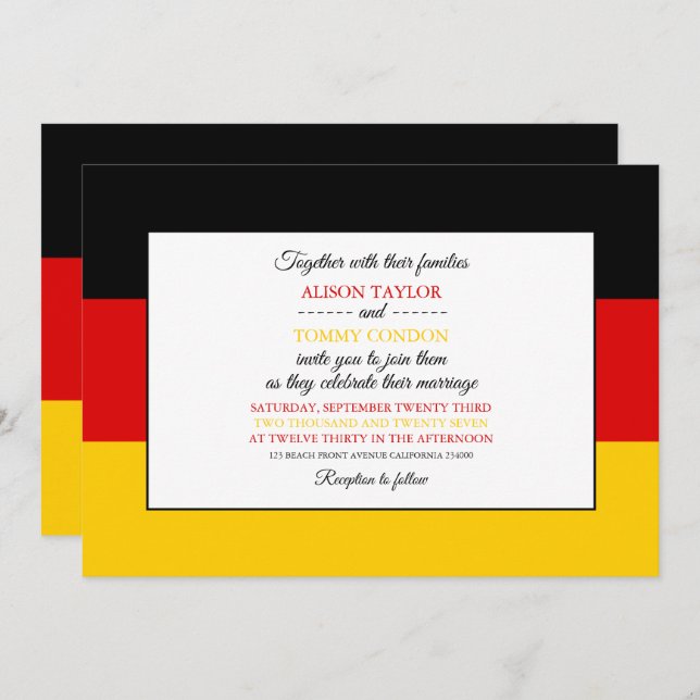 German Flag, Flag of Germany Wedding Invitation (Front/Back)