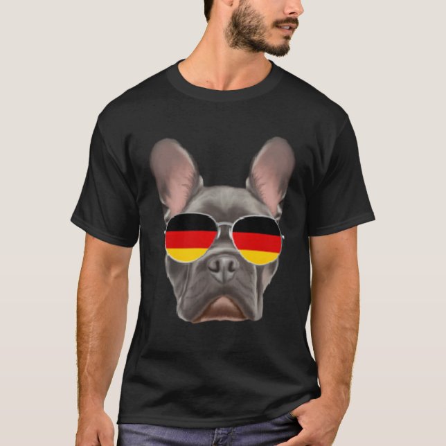 German Flag French Bulldog Dog Germany Pocket T-Shirt (Front)