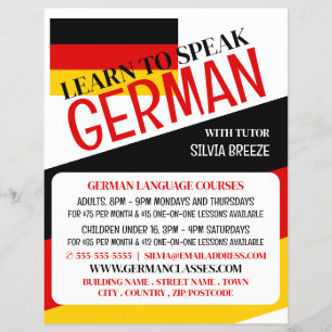 German Flag, German Language Course Advertising Flyer