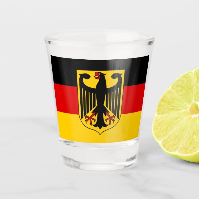 German Flag & Germany country patriot /sports Shot Glass (Front)