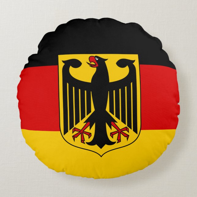 German Flag & Germany travel, holiday /sport fans Round Cushion (Front)