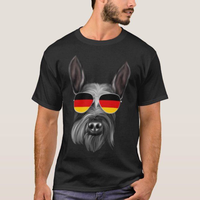 German Flag Giant Schnauzer Dog Germany Pocket T-Shirt (Front)