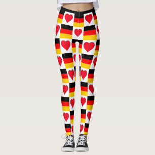 German Flag Heart Pattern Patriotic Germany Pride Leggings