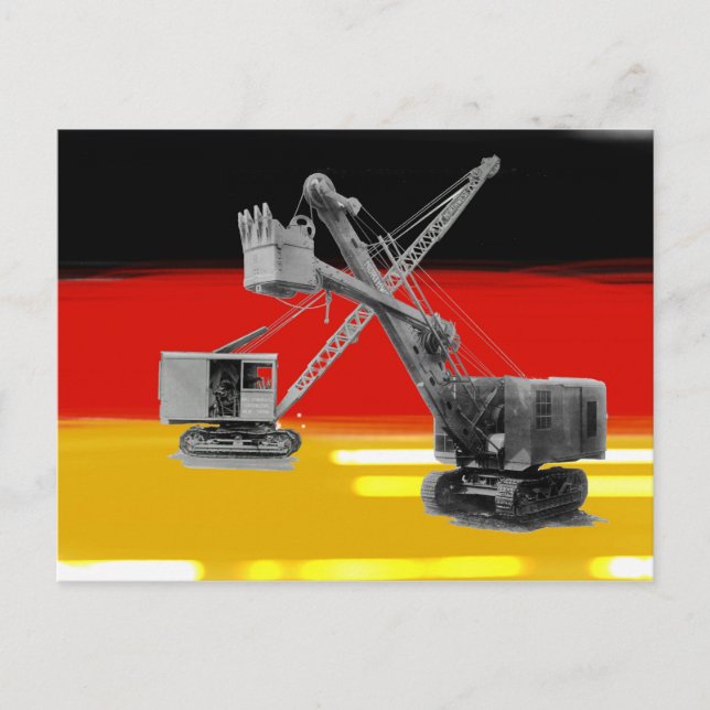 German Flag Heavy Equipment Crane Operator Shovel Postcard (Front)