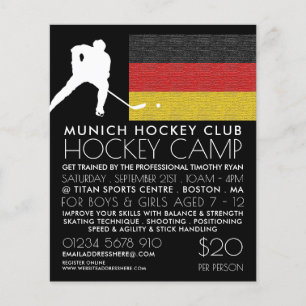 German Flag, Hockey Player, Camp Advertising Flyer