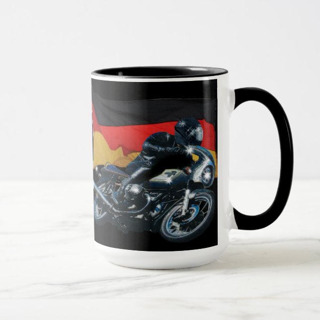 German Flag & Motorbike Rider Mug (Right)