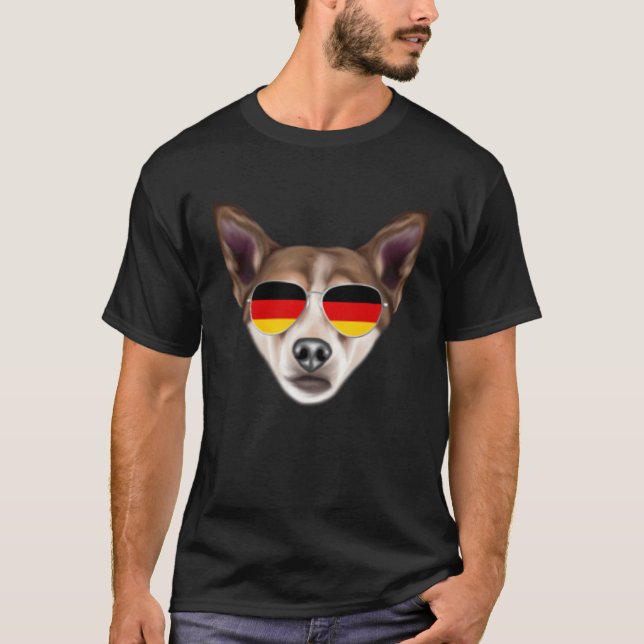 German Flag Norwegian Lundehund Dog Germany Pocket T-Shirt (Front)