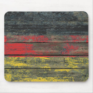 German Flag on Rough Wood Boards Effect Mouse Pad