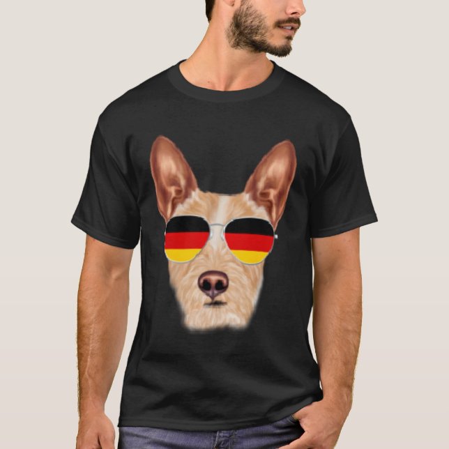 German Flag Portuguese Podengo Pequeno Dog Germany T-Shirt (Front)