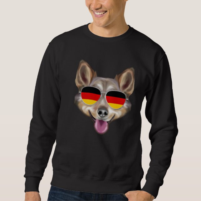 German Flag Swedish Vallhund Dog Germany Pocket Sweatshirt (Front)