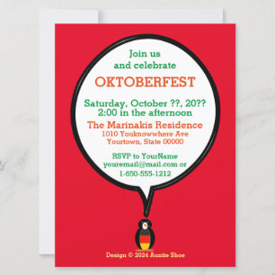 German Flag Talking Ms. Penguin Oktoberfest Invitation