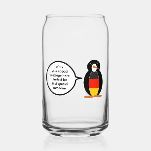 German Flag Talking Ms Penguin Personalised Can Glass