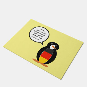 German Flag Talking Ms. Penguin Personalised Doormat
