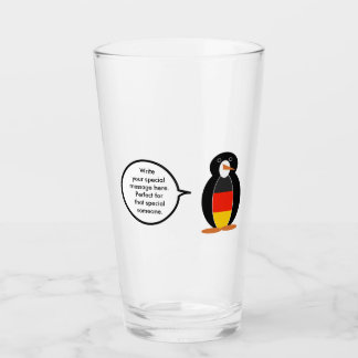 German Flag Talking Ms Penguin Personalised Glass