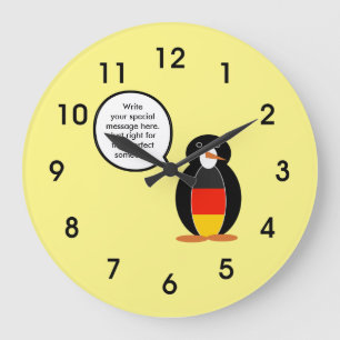 German Flag Talking Ms. Penguin Personalised Large Clock