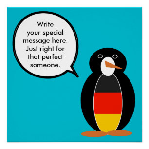 German Flag Talking Ms. Penguin Personalised Poster