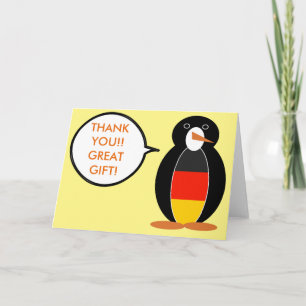German Flag Talking Ms. Penguin Thank You Card
