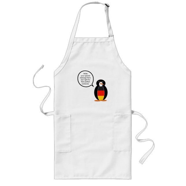 German Flag Talking Penguin Long Apron (Front)