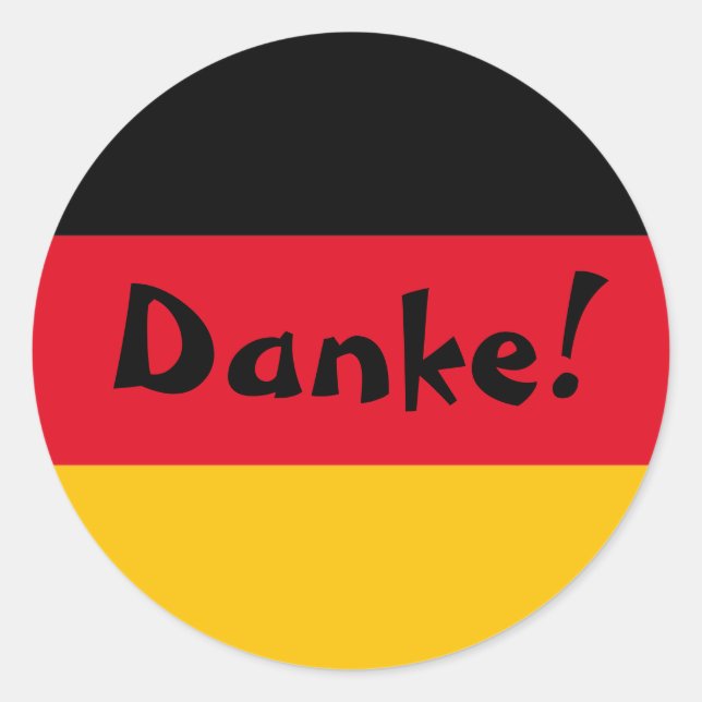 German Flag Thank You Danke Classic Round Sticker (Front)