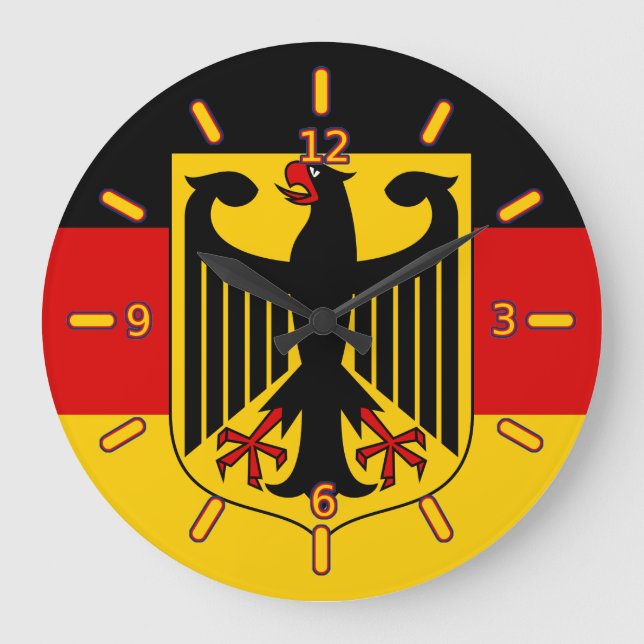 German Flag with Crest Clock (With Numbers) (Front)