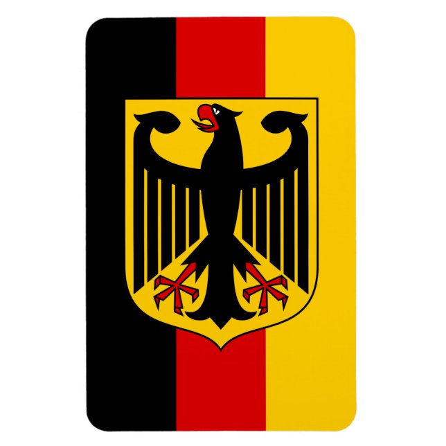 German Flag with Crest Magnet (Vertical)
