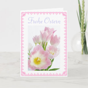 German: Frohe Ostern / Easter tulips Holiday Card