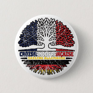German Germany French France Tree Roots Flag 6 Cm Round Badge