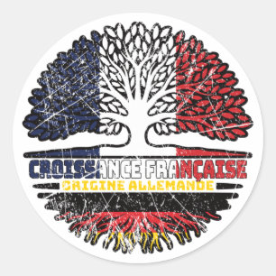 German Germany French France Tree Roots Flag Classic Round Sticker