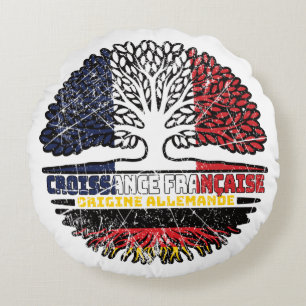 German Germany French France Tree Roots Flag Round Cushion