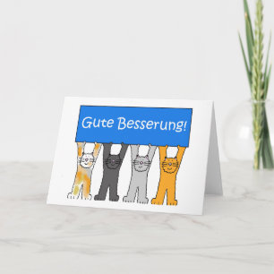 German Get Well Soon Cartoon Cats Card