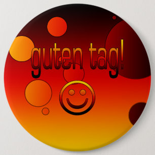 German Gifts : Hello / Guten Tag Face 6 Cm Round Badge