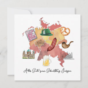 German Happy Birthday Card,Alles Gute zum Geburtst Thank You Card