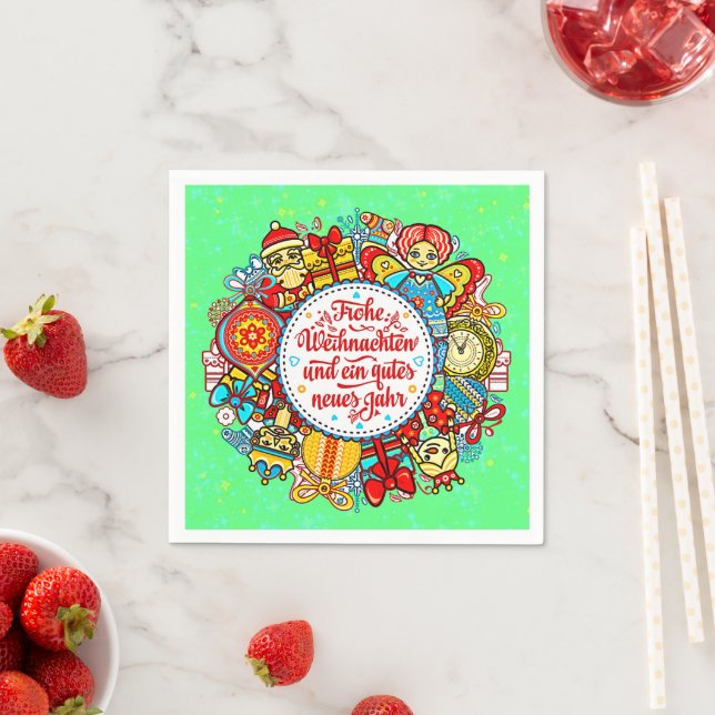 German Happy Christmas & Happy New Year  Napkin (Insitu)