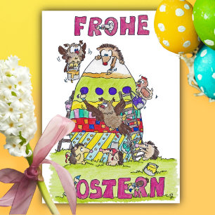 German Happy Easter Cartoon postcard