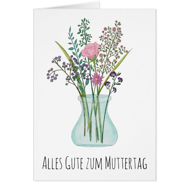 German Happy Mother’s Day Pink bouquet of flowers (Front)