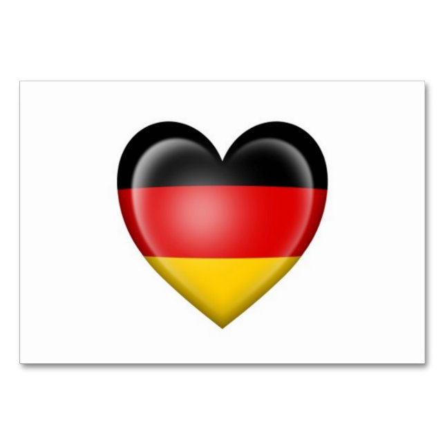 German Heart Flag on White Table Number (Front)