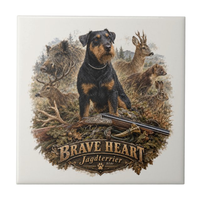 German Hunting Terrier Ceramic Tile (Front)