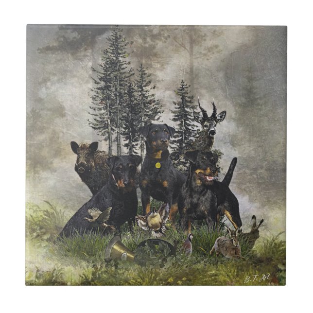 German Hunting Terrier (Jagdterrier) Ceramic Tile (Front)