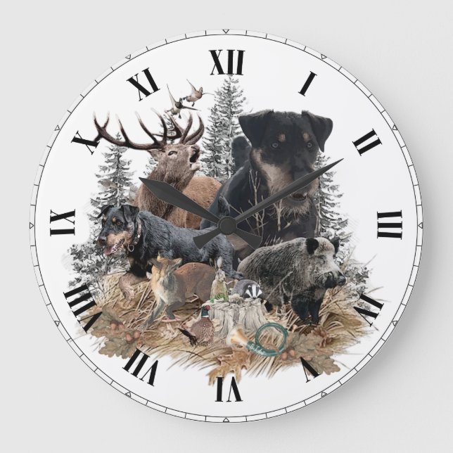 German Hunting Terrier (Jagdterrier)     Large Clock (Front)