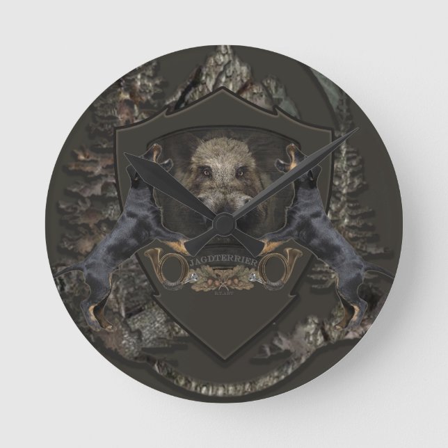 German Hunting Terrier (Jagdterrier)  Round Clock (Front)