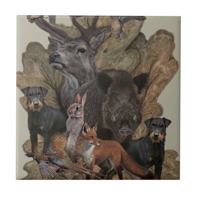 German Hunting Terrier (Jagdterrier) Tapestry Post Ceramic Tile (Front)