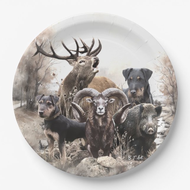 German Hunting Terrier Paper Plate (Front)