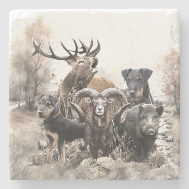German Hunting Terrier Stone Coaster (Front)
