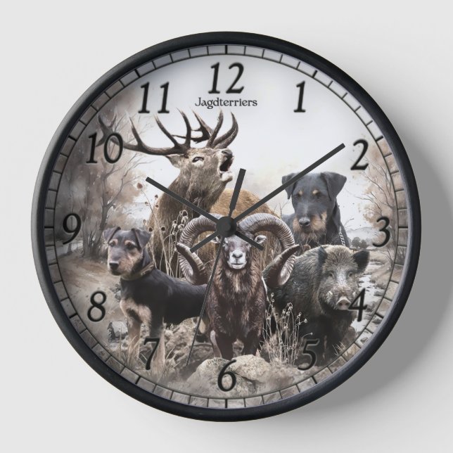 German Hunting Terrier, The Jagdterrier , Art  Clock (Front)