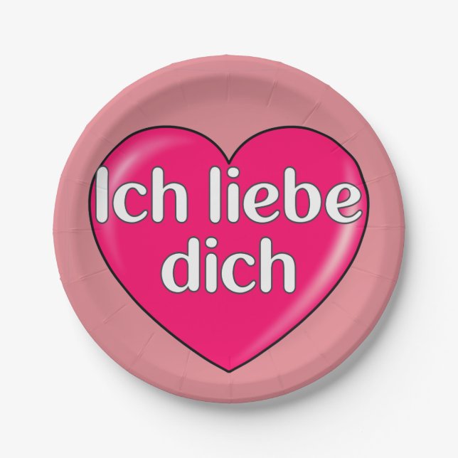 German - I love you Paper Plate (Front)