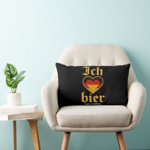 German Ich Heart Bier Oktoberfest Funny Bavarian Lumbar Cushion