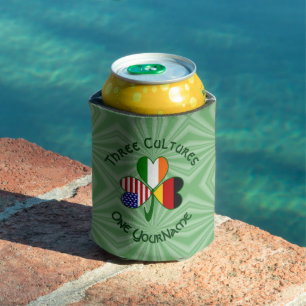 German Irish American Flags Shamrock Personalised  Can Cooler