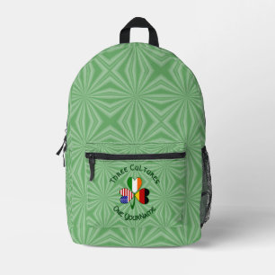 German Irish American Flags Shamrock Personalised Printed Backpack