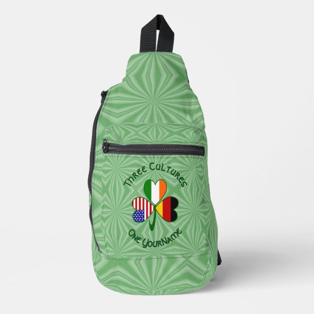 German Irish American Flags Shamrock Personalised  Sling Bag (Front)